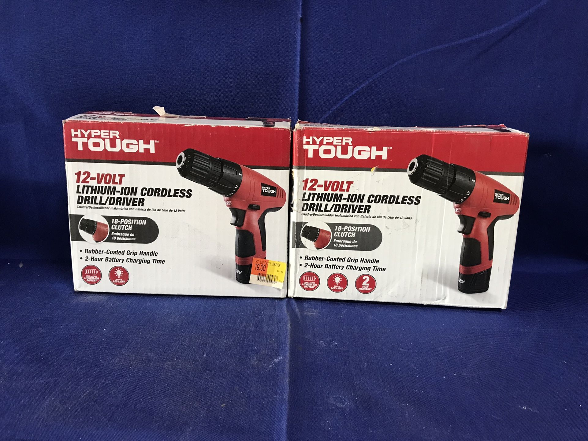 Hyper Tough 12-volt Cordless Drill -set Of 2 -new