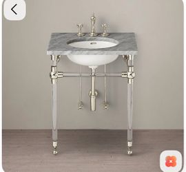 RH Marble, glass and chrome washstand