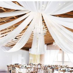 8 Panels White Ceiling Drapes for Wedding Ceiling Drapes 5ftx20ft Wedding Arch Draping Fabric Sheer 