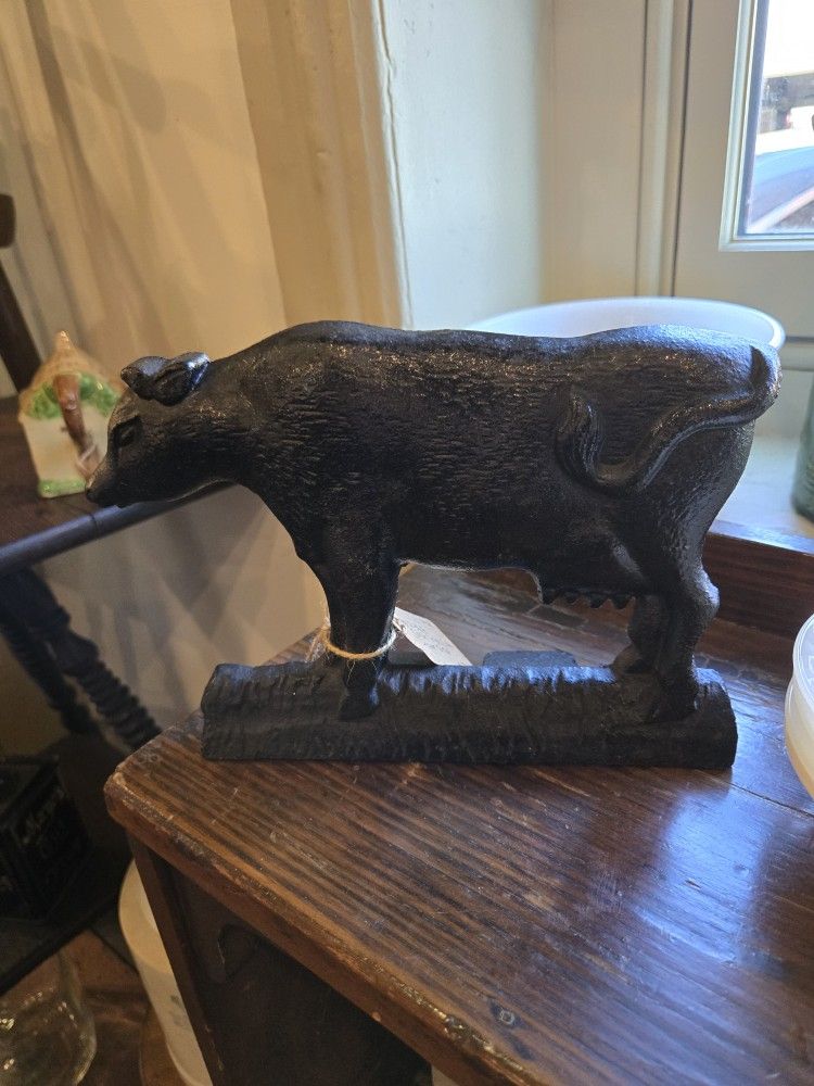 Black Cast Iron Bull Doorstop