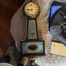 $163 Obo Vintage Style Banjo Wall Clock – Eagle Motif, Federal Colonial Design