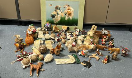 Adorable Christmas ornament decor, a lot vintage animals