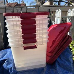 Clear Plastic Tubs with Red Lids
