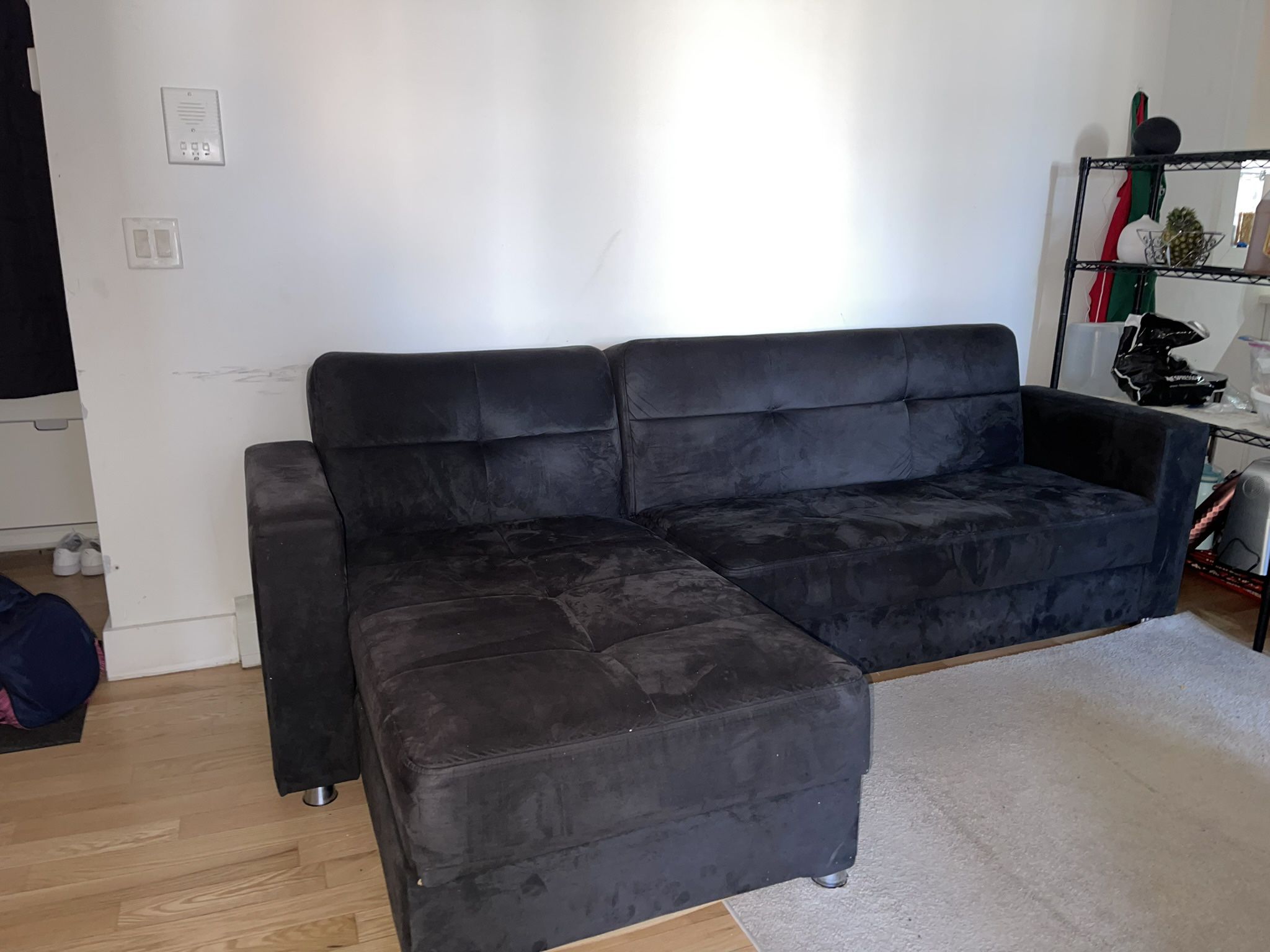 3 Seater Black Sectional (extremely loved) - Available 04/30