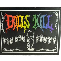 Dolls Kill Tie Dye Party Box DK Embroidered Logo White Tshirt Sz Sm NWT