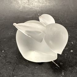 Vintage Satin Frosted Glass Bunny Rabbit Paperweight Figurine 
