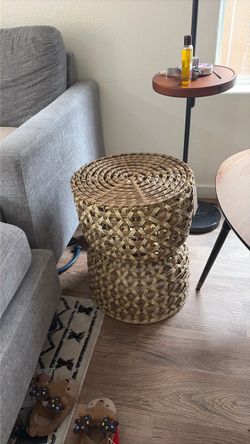 Woven Seagrass Accent Stool