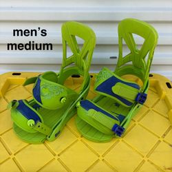 Burton Custom Re:Flex snowboard bindings MEN'S MEDIUM green blue
