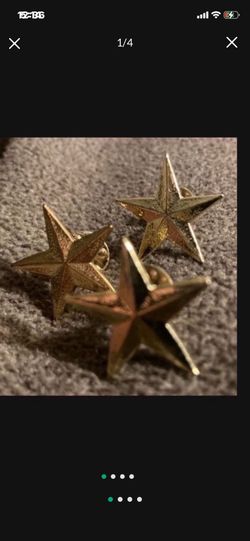Three Authentic Gold Tone Uniform Star Pins