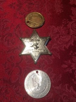 Antique Lone Ranger Safety Badge and Collectible Coins