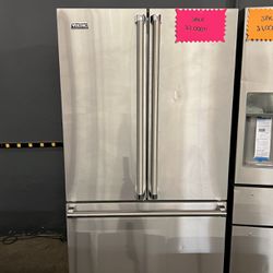 Viking Stainless Steel Three Door Refrigerator 