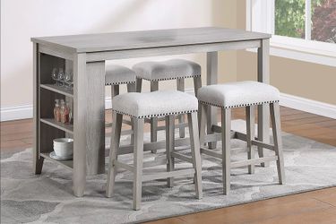 Brand New Grey 5pc Counter Height Dining Table Set