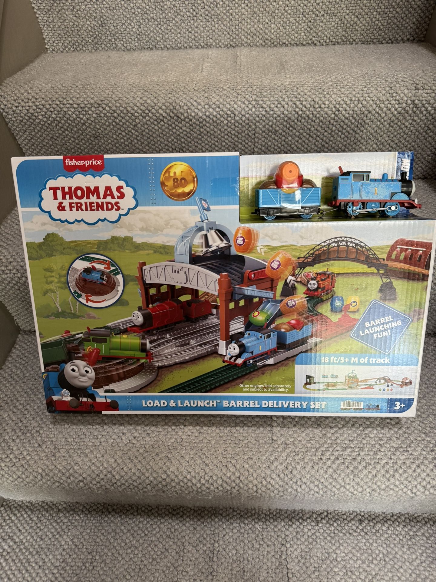 Fisher-Price Motorized Thomas & Friends Load & Launch Barrel Delivery Train Set 18ft Of Track