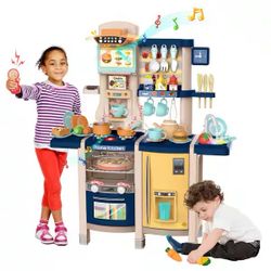 Kids Play Kitchen Toddler Kitchen Play Set Pretend Play Cook Toys with Lights and Sounds
