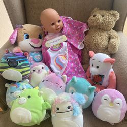 Teddy Bear, Baby Doll And Plushies