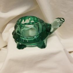 Turtle Green Glass Candle Holder