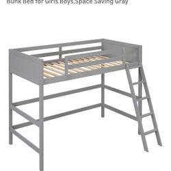 Twin Bed Loft With Ladder - Grey (Used) Only Top Bunk
