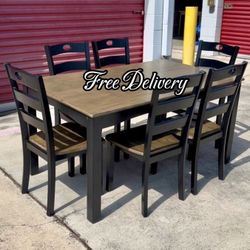 Dining Set Table and 6 Chairs Black See photos and details