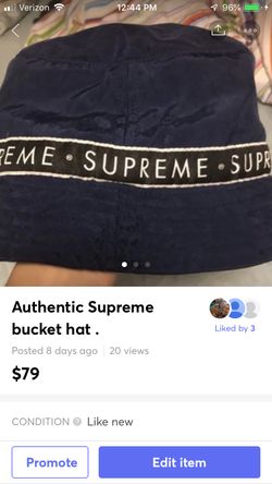 Authentic Supreme bucket hat .