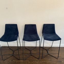 3 x West Elm Counter Stools - Navy