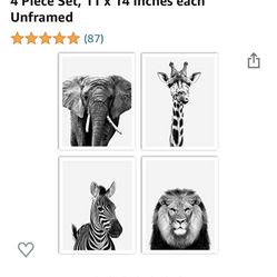 NEW Unopened Adorable Animal Prints Black & White 11in X 14in