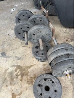 Standard 1 inch Curl bar and dumbbell with 63.86 weights