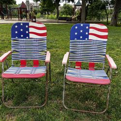 Vintage 1970s American 🇺🇸 Flag Folding Chairs 