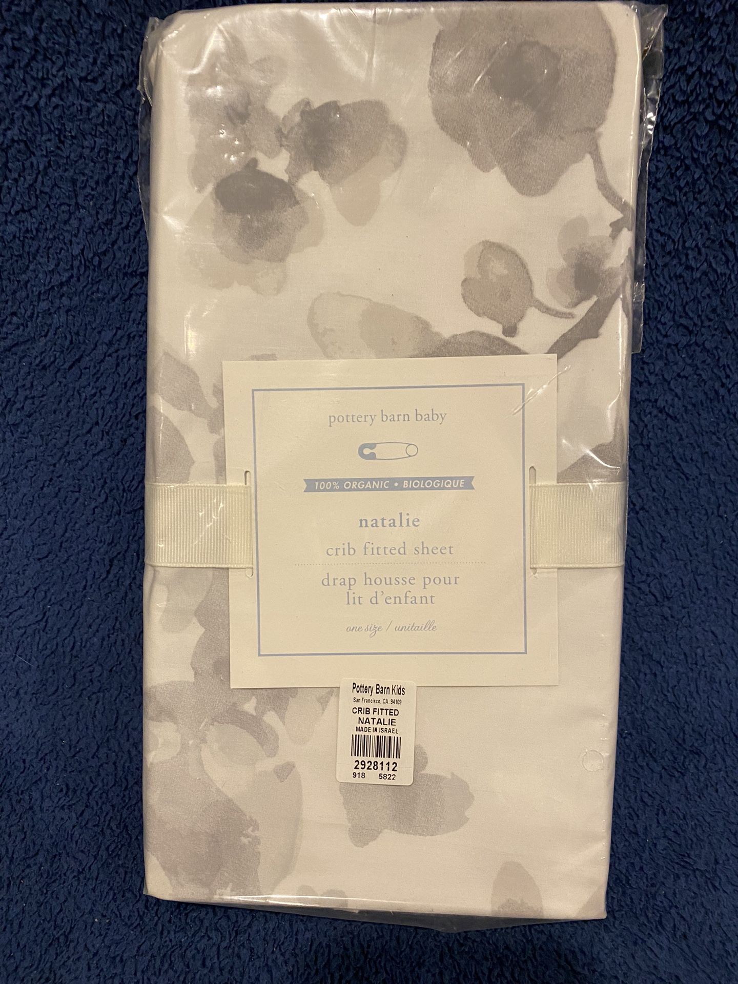 NEW Pottery Barn Baby Crib Fitted Sheet Natalie Gray & White 100% Organic Cotton 