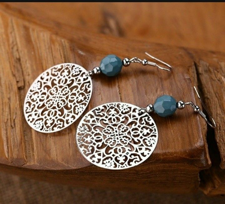 Vintage Silver Big Round Retro Flower Earrings