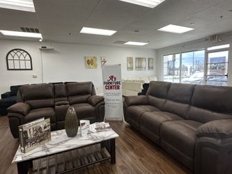 Brown Leather Recliner Sofa & Loveseat 