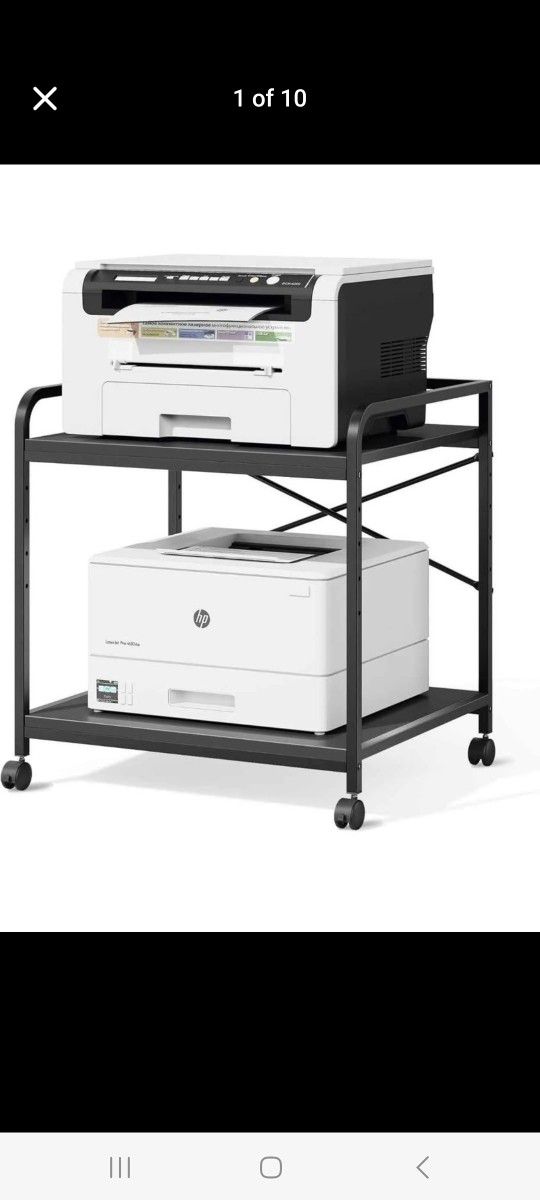 Under Desk Printer Stand - Large Printer Table with Adjustable Storage Shelf