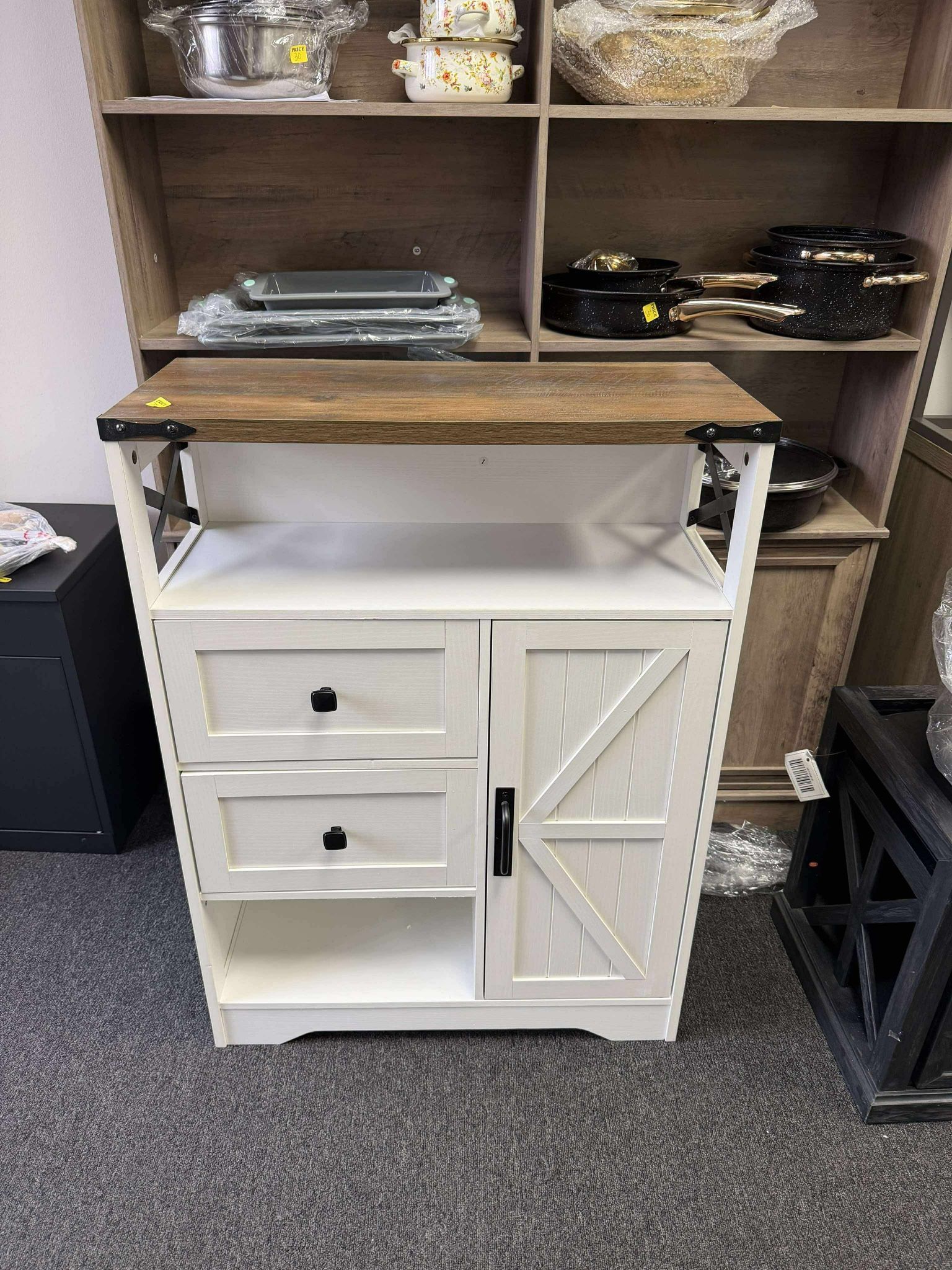 White Farmhouse Storage Cabinet(little crack)