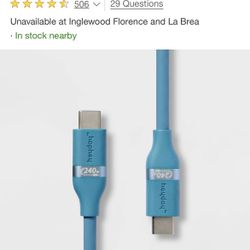 6' USB-C to USB-C Fast Charging Silicone Cable