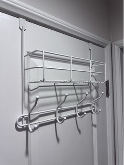 Over-the-Door Organizer Rack with Shelf & 4 Double Hooks