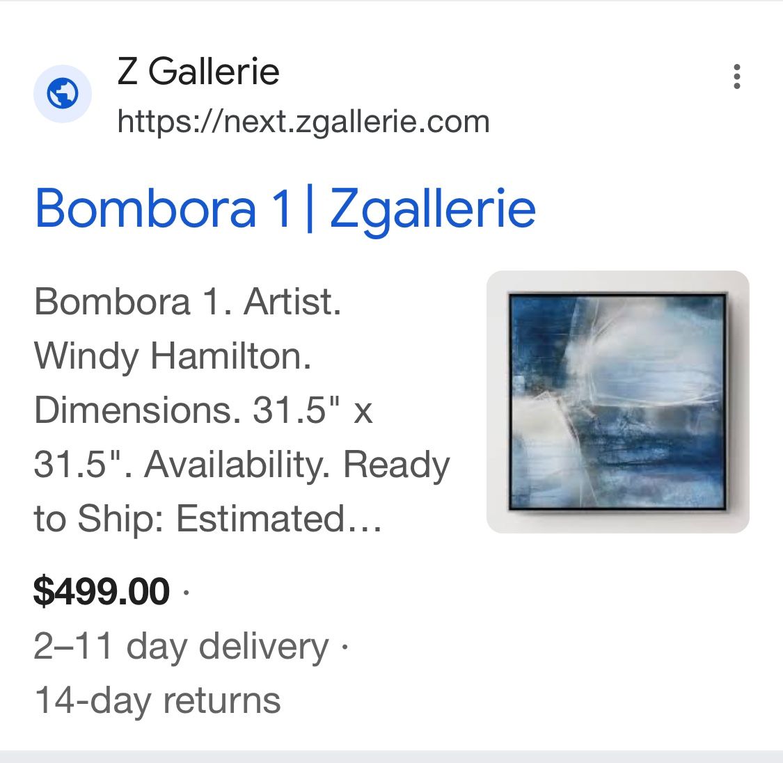 Z Galleries Bombora 1. Artist. Windy Hamilton 30”x 30” 2 Available