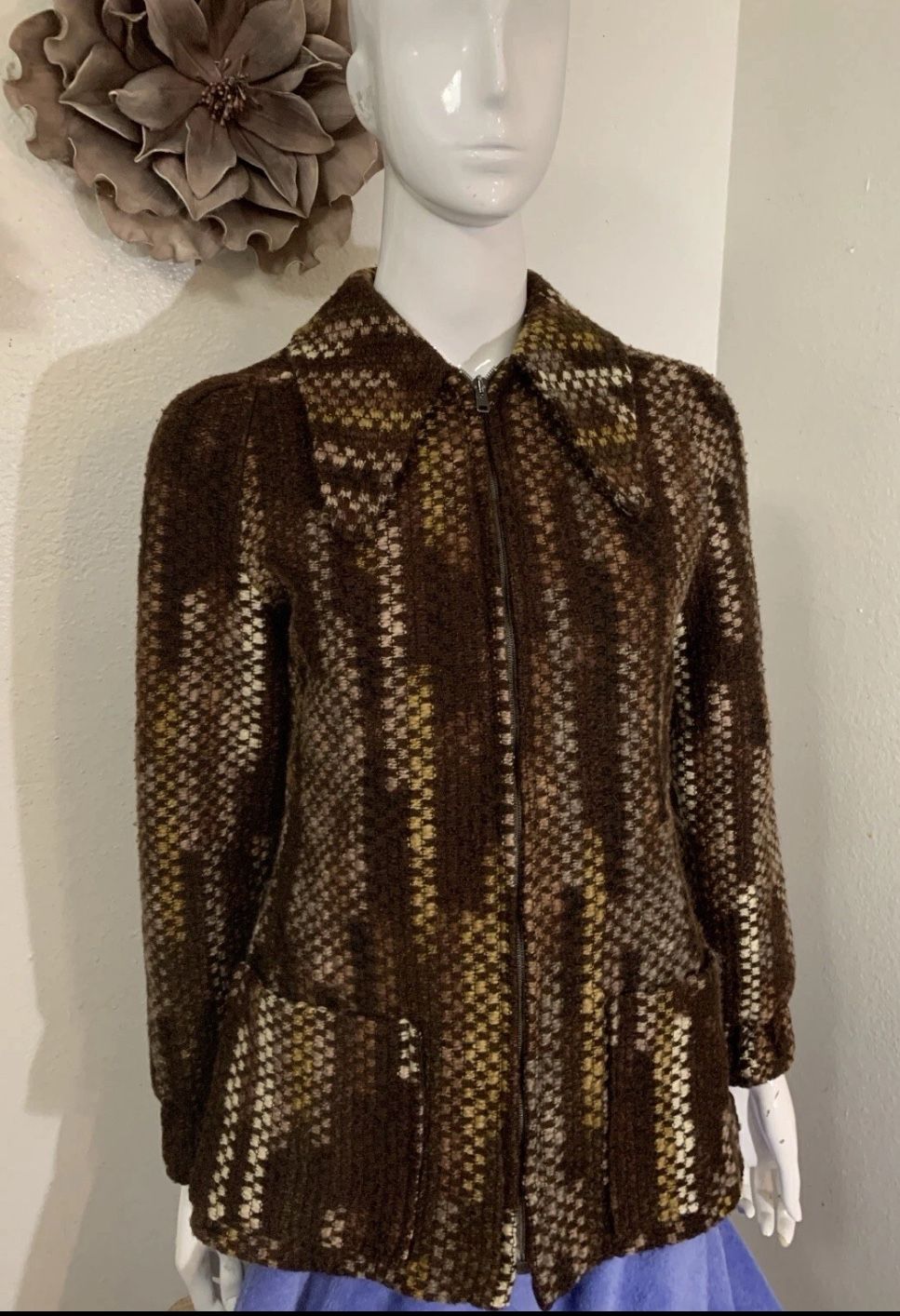 Casuals By Quelrayn Brown Long Sleeve Full Zip Coat Jacket w/ Pockets