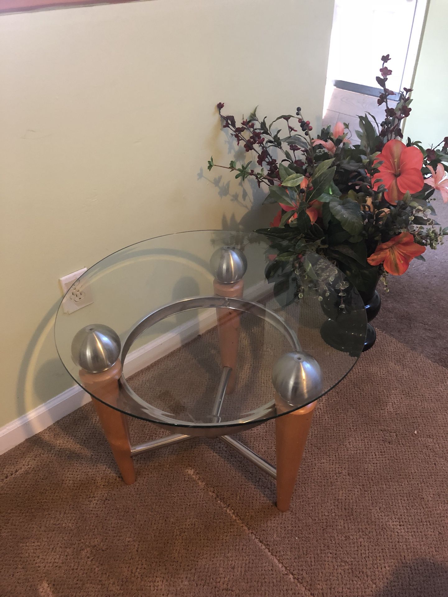 3 round glass tables