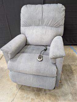 La-Z-Boy Gray Ribbed Fabric Power Recliner Chair