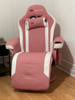 Goplus Pink and White Gaming Chair Recliner
