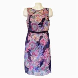 Adrianna Papell Floral Multicolor Dress Size 8
