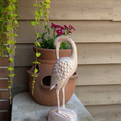 Lovely Vintage Hand Carved Wood Heron Table Decor 