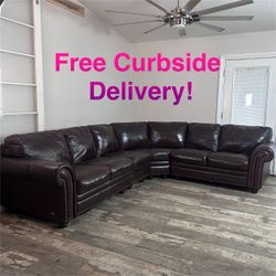Free Curbside Delivery! Nice Leather Sectional Couch