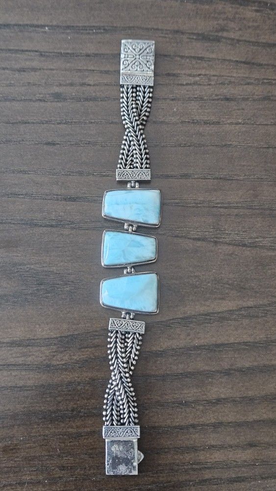 Larimar Sterling Silver Designer Larimar Bracelet By Marahlago