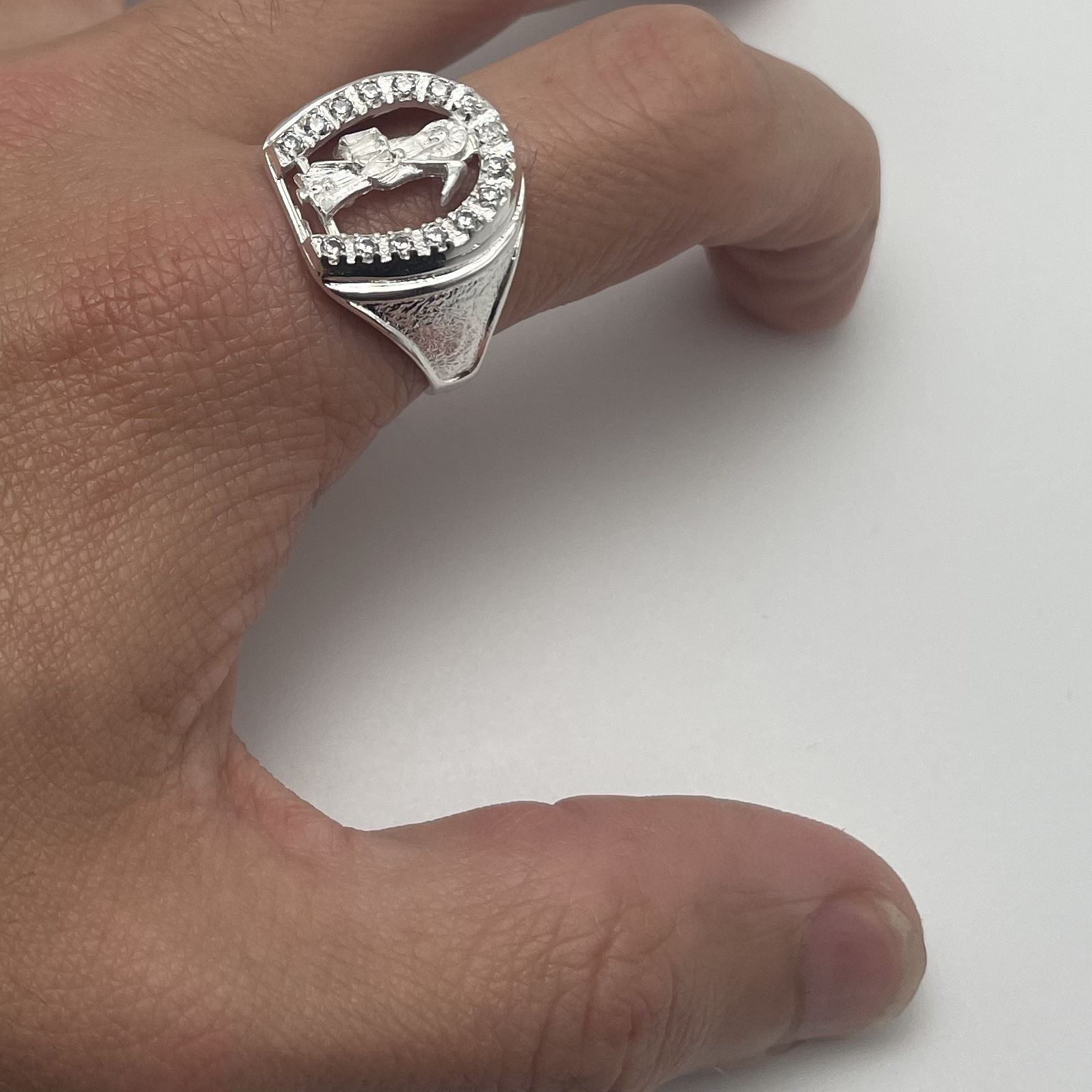 Santa Muerte Ring 925 Sterling Silver Grim Reaper Horseshoe Size 13