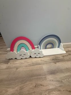Rainbow floating shelves