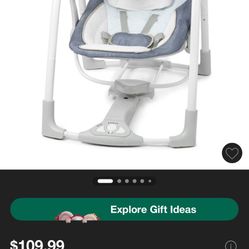 Ingenuity Swing n Go Portable Swing Removable Toy Bar - Chambray