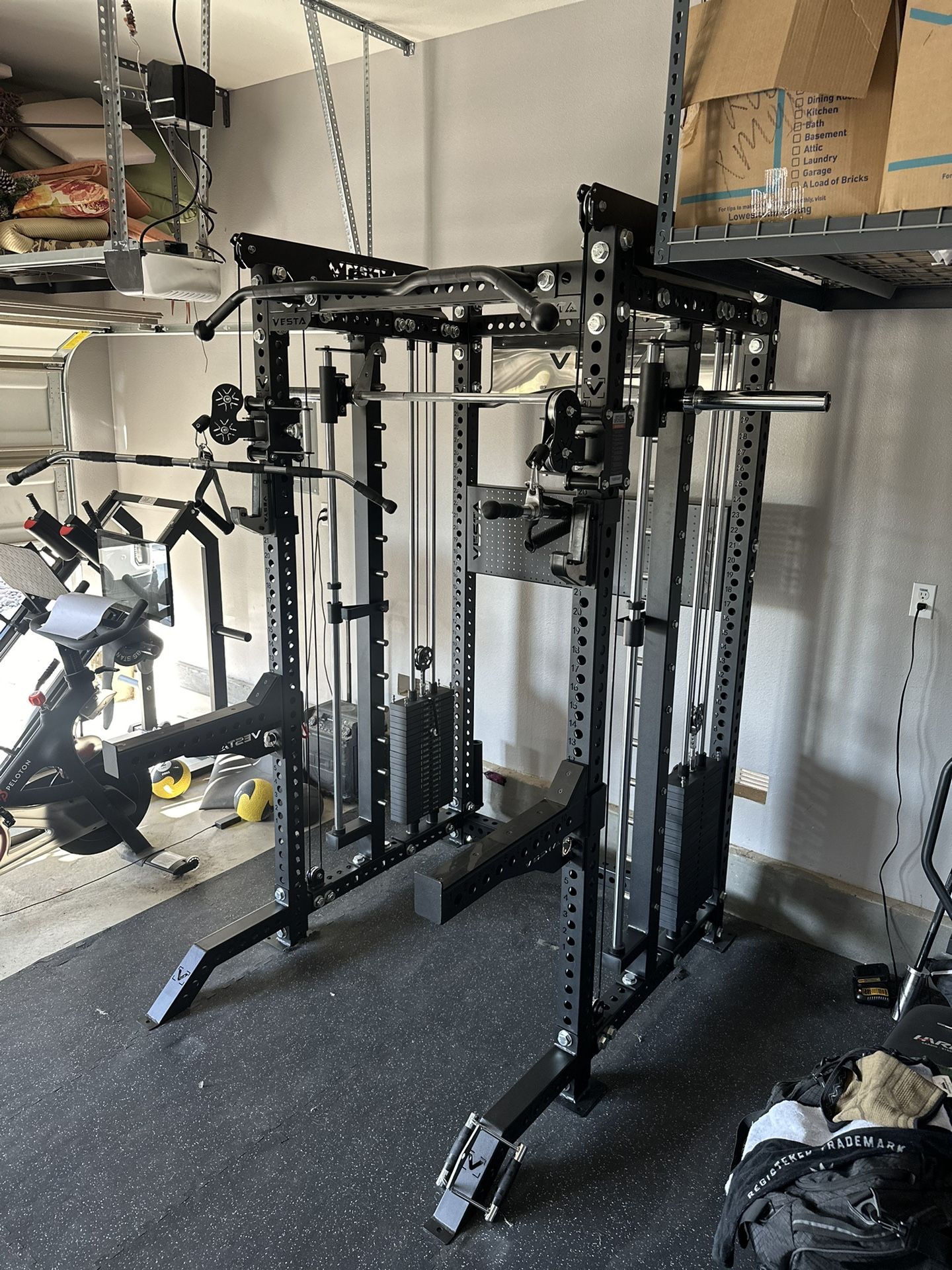 PRO SERIES Ultimate 3-1 Half Rack Functional Trainer w/Smith Machine Bar | 400lb Stack | Gym Equipment | Fitness | Commercial | Squat Rack