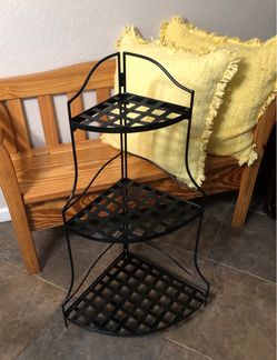 3-Tier Black Metal Corner Shelf