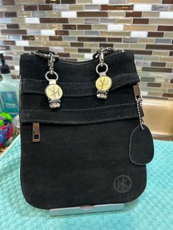 NEW!  Luxe black suede Hip Klip bag with dual clips.  8.5” H x 6.5” W