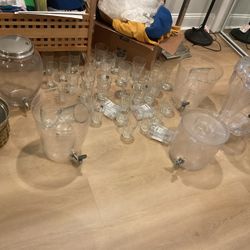 Some New Different Sizes Glasses With Five Different Sizes Beverage Dispenser (NO SHIPPING) All For $50